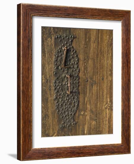 Handle on Historic Lom Stave Church, Norway-Russell Young-Framed Photographic Print
