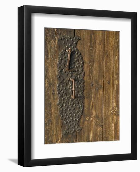 Handle on Historic Lom Stave Church, Norway-Russell Young-Framed Photographic Print