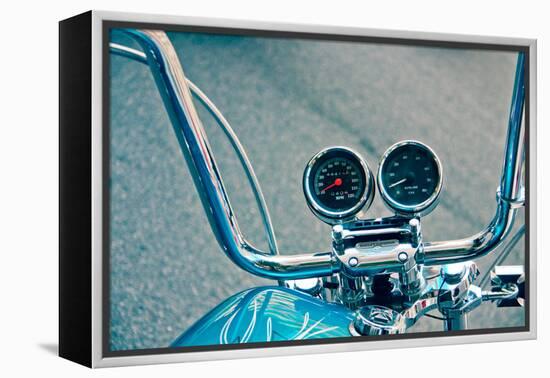 Handlebars and Gauges on Harley Davidson-null-Framed Stretched Canvas