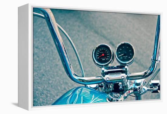 Handlebars and Gauges on Harley Davidson-null-Framed Stretched Canvas