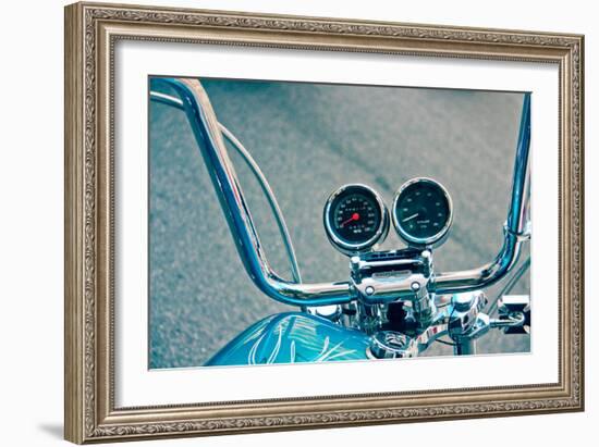 Handlebars and Gauges on Harley Davidson-null-Framed Photo