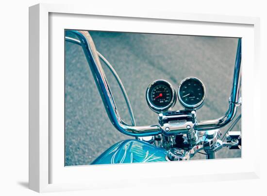 Handlebars and Gauges on Harley Davidson-null-Framed Photo