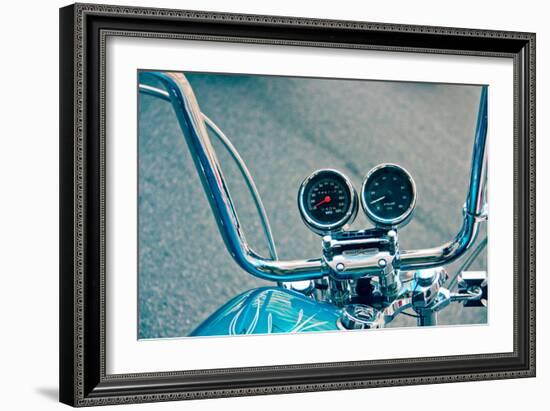 Handlebars and Gauges on Harley Davidson-null-Framed Photo