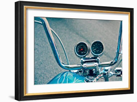 Handlebars and Gauges on Harley Davidson-null-Framed Photo