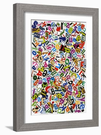 Handmade Alphabet Collage Of Magazine Letters-donatas1205-Framed Art Print