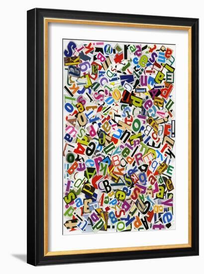 Handmade Alphabet Collage Of Magazine Letters-donatas1205-Framed Art Print