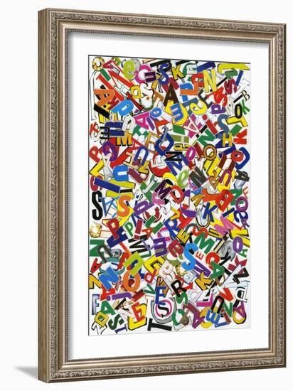 Handmade Alphabet Collage Of Magazine Letters-donatas1205-Framed Art Print