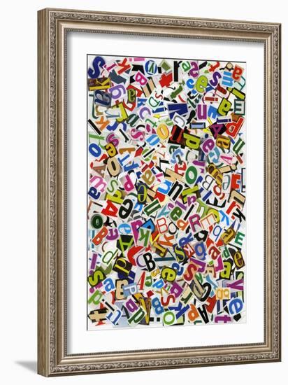 Handmade Alphabet Collage Of Magazine Letters-donatas1205-Framed Art Print