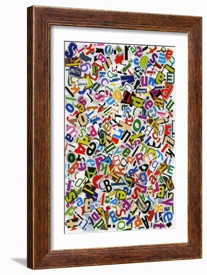 Handmade Alphabet Collage Of Magazine Letters-donatas1205-Framed Art Print