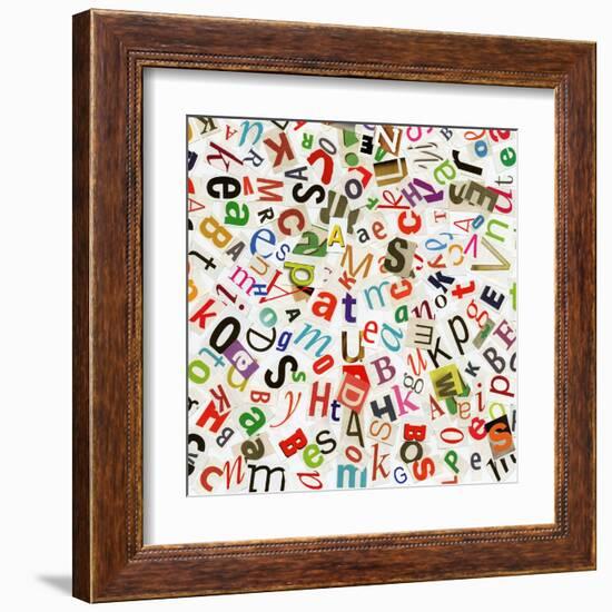 Handmade Collage Of Newspaper Abc Clippings-donatas1205-Framed Art Print