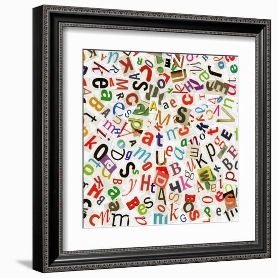 Handmade Collage Of Newspaper Abc Clippings-donatas1205-Framed Art Print