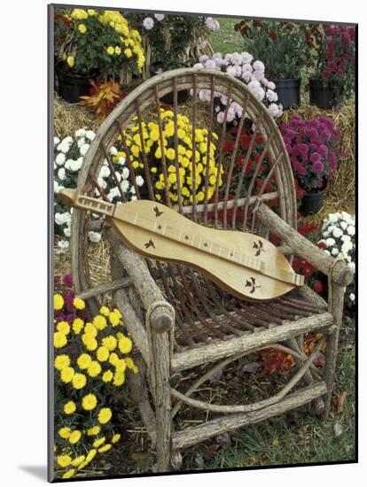 Handmade Dulcimer Among Mums, Berea College, Berea, Kentucky, USA-Adam Jones-Mounted Photographic Print