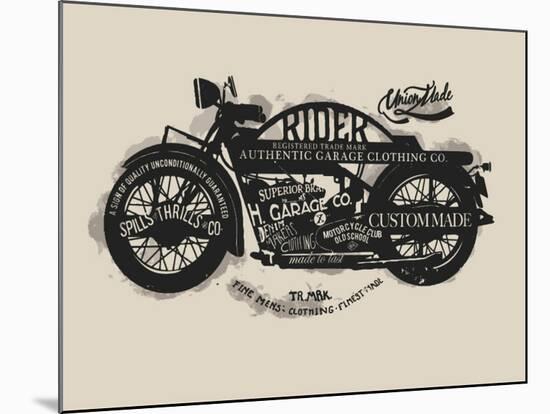 Handmade Font Motorcycle Race with Typography Watercolor-yusuf doganay-Mounted Art Print