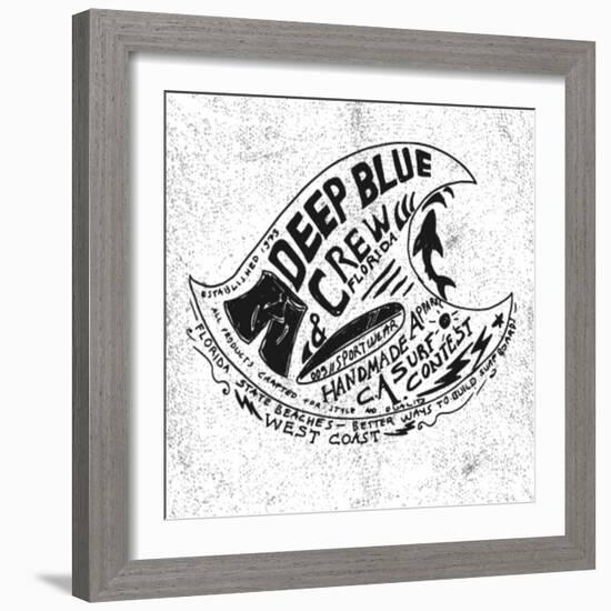 Handmade Illustration Surf Beach Drawing-studiohome-Framed Art Print