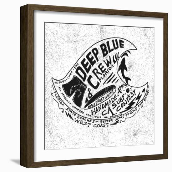 Handmade Illustration Surf Beach Drawing-studiohome-Framed Art Print