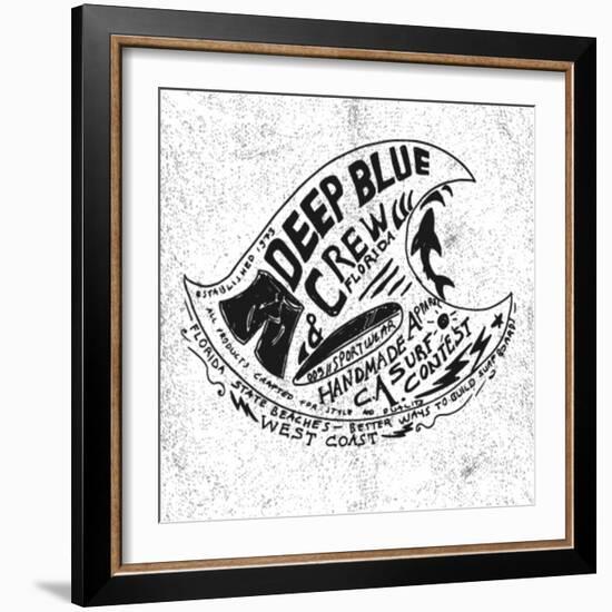 Handmade Illustration Surf Beach Drawing-studiohome-Framed Art Print