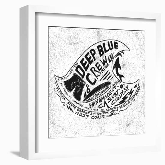 Handmade Illustration Surf Beach Drawing-studiohome-Framed Art Print