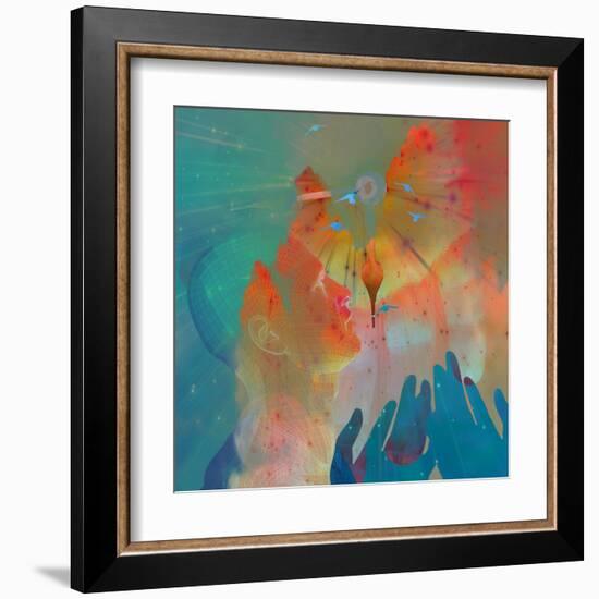 Hands And Sky-rolffimages-Framed Art Print