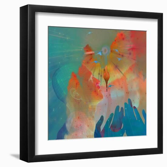 Hands And Sky-rolffimages-Framed Art Print