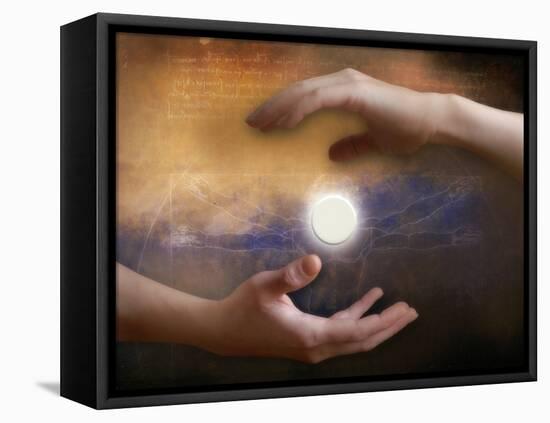 Hands Around a Drug Pill-Miriam Maslo-Framed Premier Image Canvas