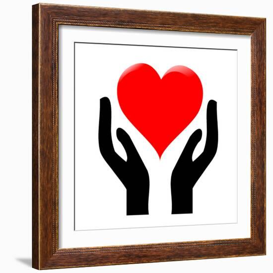 Hands Holding The Heart #1-kots-Framed Premium Giclee Print