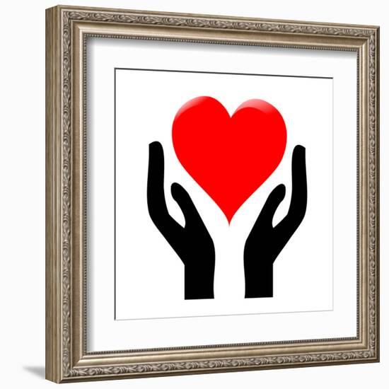 Hands Holding The Heart #1-kots-Framed Art Print