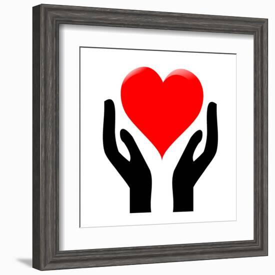 Hands Holding The Heart #1-kots-Framed Art Print