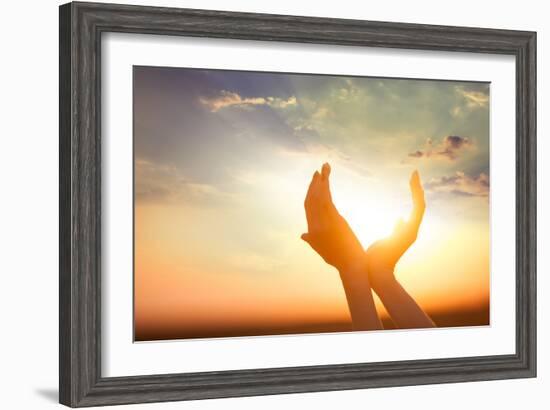 Hands Holding the Sun at Dawn-Masson-Framed Photographic Print