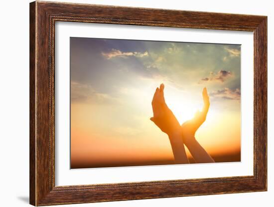 Hands Holding the Sun at Dawn-Masson-Framed Photographic Print