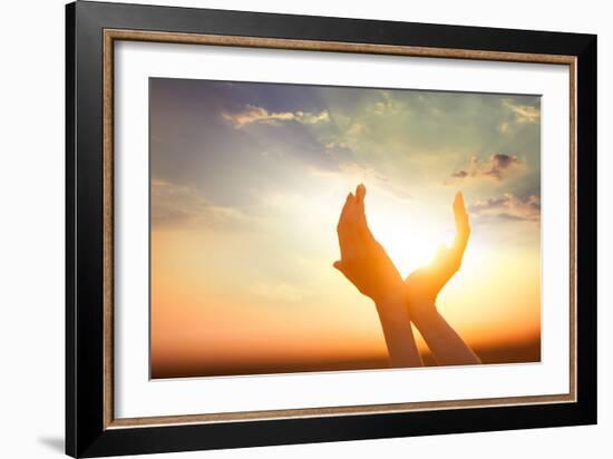 Hands Holding the Sun at Dawn-Masson-Framed Photographic Print