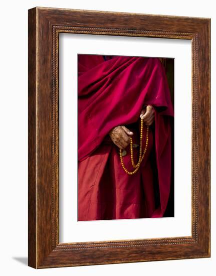 Hands of a Monk in Red Holding Prayer Beads, Leh, Ladakh, India-Ellen Clark-Framed Photographic Print