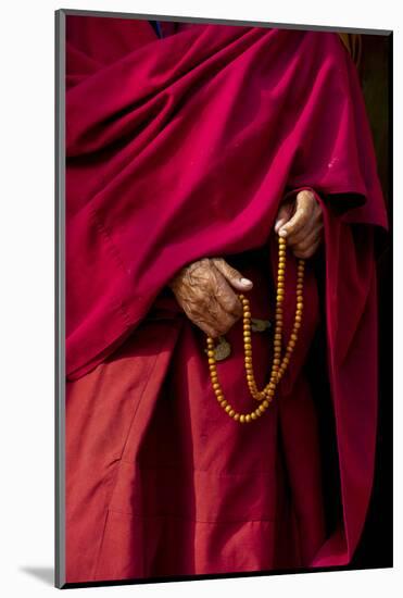 Hands of a Monk in Red Holding Prayer Beads, Leh, Ladakh, India-Ellen Clark-Mounted Photographic Print