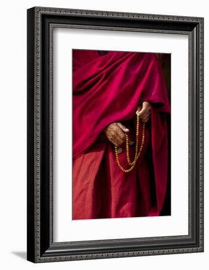 Hands of a Monk in Red Holding Prayer Beads, Leh, Ladakh, India-Ellen Clark-Framed Photographic Print