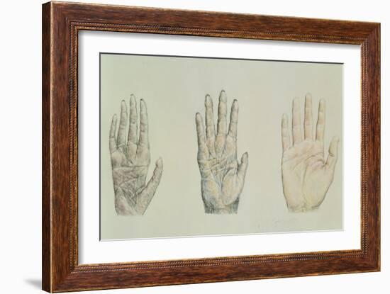Hands of a Primate and a Human-English School-Framed Giclee Print
