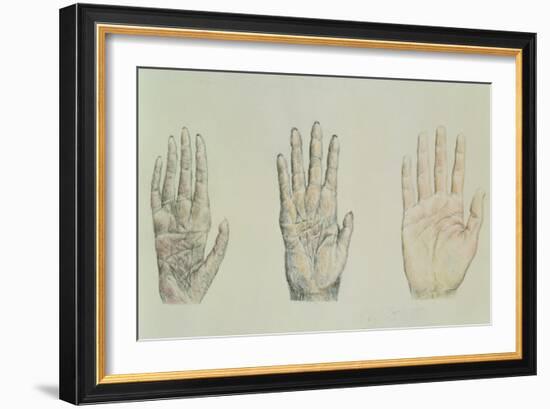 Hands of a Primate and a Human-English School-Framed Giclee Print