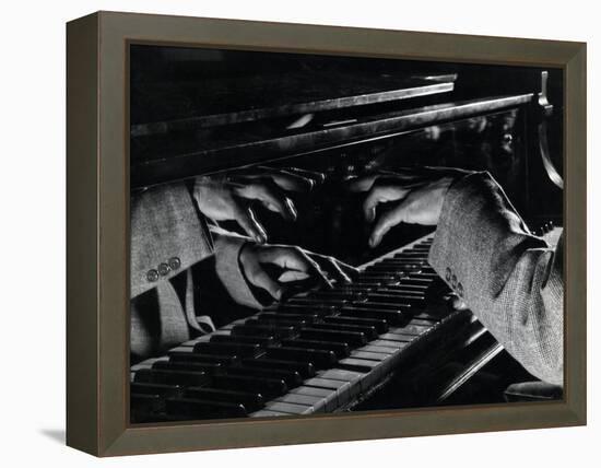 Hands of Jazz Pianist Eddie Heywood on Keyboard During Jam Session-Gjon Mili-Framed Premier Image Canvas