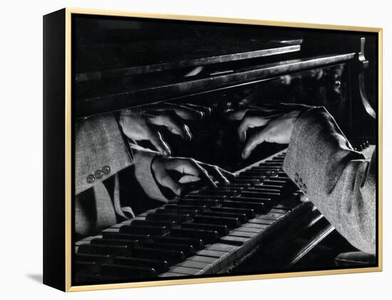 Hands of Jazz Pianist Eddie Heywood on Keyboard During Jam Session-Gjon Mili-Framed Premier Image Canvas