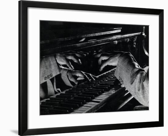 Hands of Jazz Pianist Eddie Heywood on Keyboard During Jam Session-Gjon Mili-Framed Premium Photographic Print