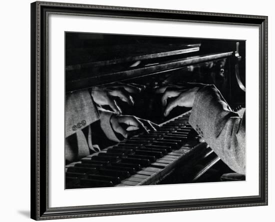 Hands of Jazz Pianist Eddie Heywood on Keyboard During Jam Session-Gjon Mili-Framed Premium Photographic Print