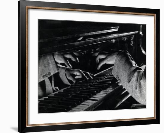 Hands of Jazz Pianist Eddie Heywood on Keyboard During Jam Session-Gjon Mili-Framed Premium Photographic Print