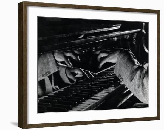 Hands of Jazz Pianist Eddie Heywood on Keyboard During Jam Session-Gjon Mili-Framed Premium Photographic Print