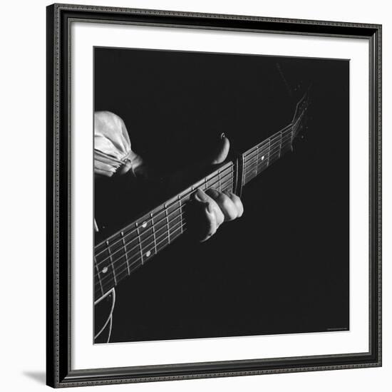 Hands of Maybelle Carter Millard of the Legendary Carter Family Musicians, Fingering a Guitar-Eric Schaal-Framed Premium Photographic Print