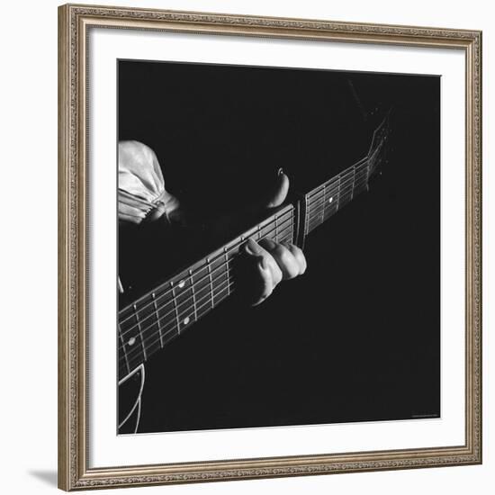 Hands of Maybelle Carter Millard of the Legendary Carter Family Musicians, Fingering a Guitar-Eric Schaal-Framed Premium Photographic Print