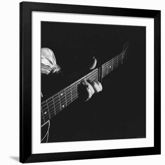 Hands of Maybelle Carter Millard of the Legendary Carter Family Musicians, Fingering a Guitar-Eric Schaal-Framed Premium Photographic Print