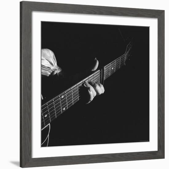 Hands of Maybelle Carter Millard of the Legendary Carter Family Musicians, Fingering a Guitar-Eric Schaal-Framed Premium Photographic Print