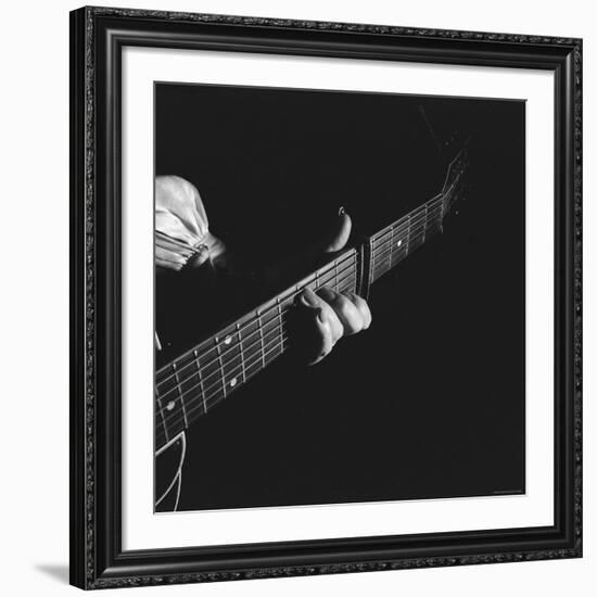 Hands of Maybelle Carter Millard of the Legendary Carter Family Musicians, Fingering a Guitar-Eric Schaal-Framed Premium Photographic Print