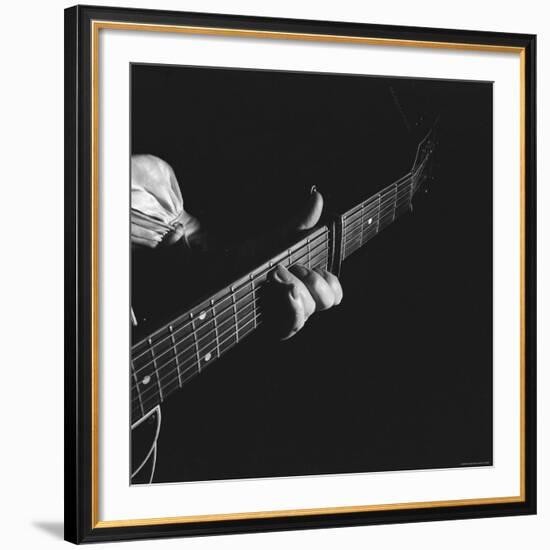 Hands of Maybelle Carter Millard of the Legendary Carter Family Musicians, Fingering a Guitar-Eric Schaal-Framed Premium Photographic Print