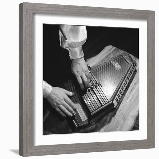 Hands of Sara Carter of the Legendary Carter Family Musicians, Fingering an Autoharp-Eric Schaal-Framed Premium Photographic Print