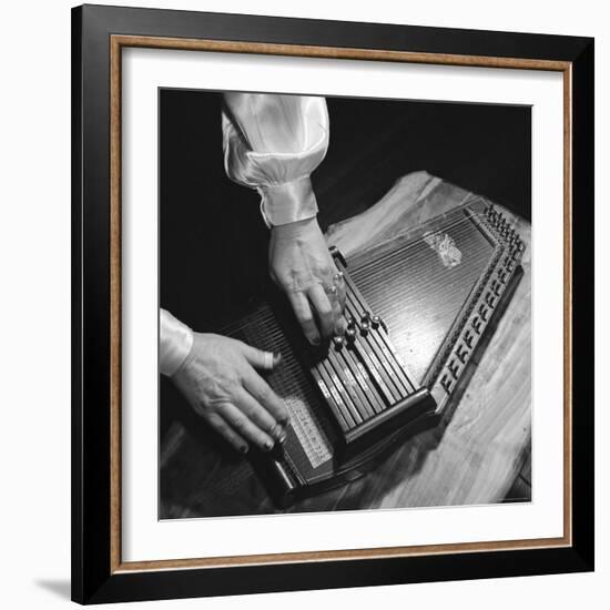 Hands of Sara Carter of the Legendary Carter Family Musicians, Fingering an Autoharp-Eric Schaal-Framed Premium Photographic Print