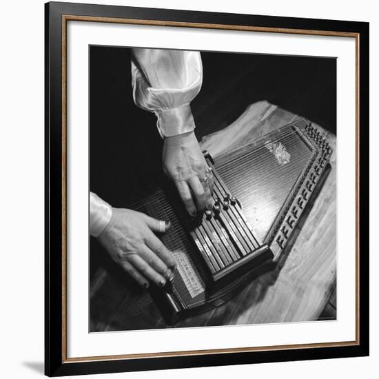 Hands of Sara Carter of the Legendary Carter Family Musicians, Fingering an Autoharp-Eric Schaal-Framed Premium Photographic Print